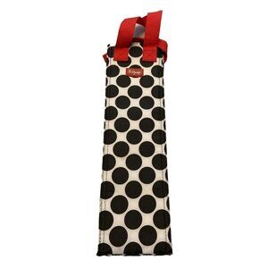 Thirty One Insulated Wine Tote Bag Polka Dot Black White Gift